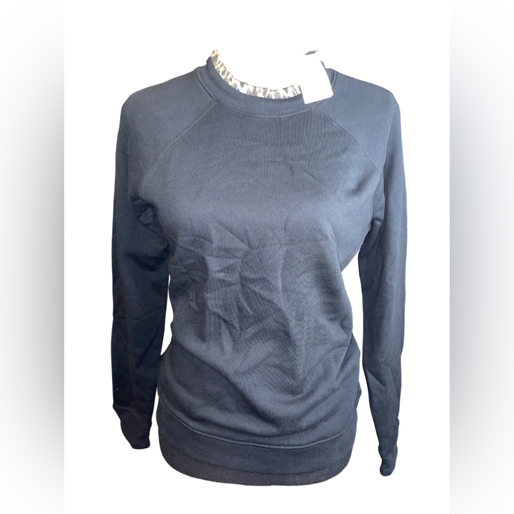 NWT j crew sweater shirt with cheetah accents Black Crewneck